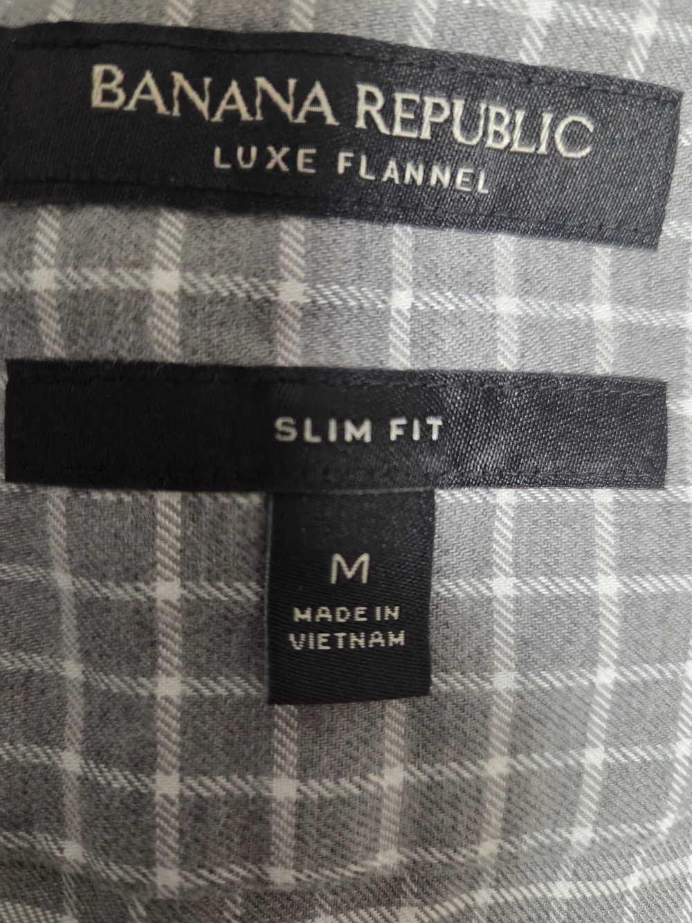Banana Republic Gray Windowpane Luxe Flannel Shirt